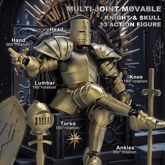 8pcs DIY Multi-Colored 3D Printed Action Figures Set – Medieval Knight Style, Mo