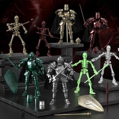8pcs DIY Multi-Colored 3D Printed Action Figures Set – Medieval Knight Style, Mo