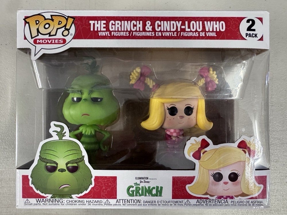 The Grinch & Cindy-Lou Who (2 Pack) ~ Dr. Seuss ~ Funko Pop Vinyl ~ RARE