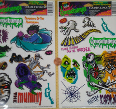 2 GOOSEBUMPS Window Clings Color Clings Sticker Sheets 1996 R L STINE Halloween