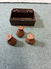 1960’s-70’s Marx Johnny West Brown Strong Box w/3 Gold Money Bags Used