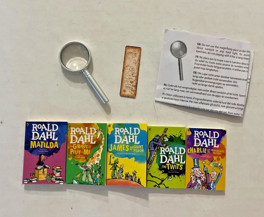 Roald Dahl Mini Brands Mini Books Lot 5 Books + Magnifying Glass & Bookmark
