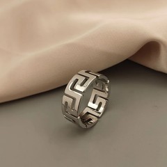 Watty original design retro Greek key pattern ring, men’s party ring Gift for