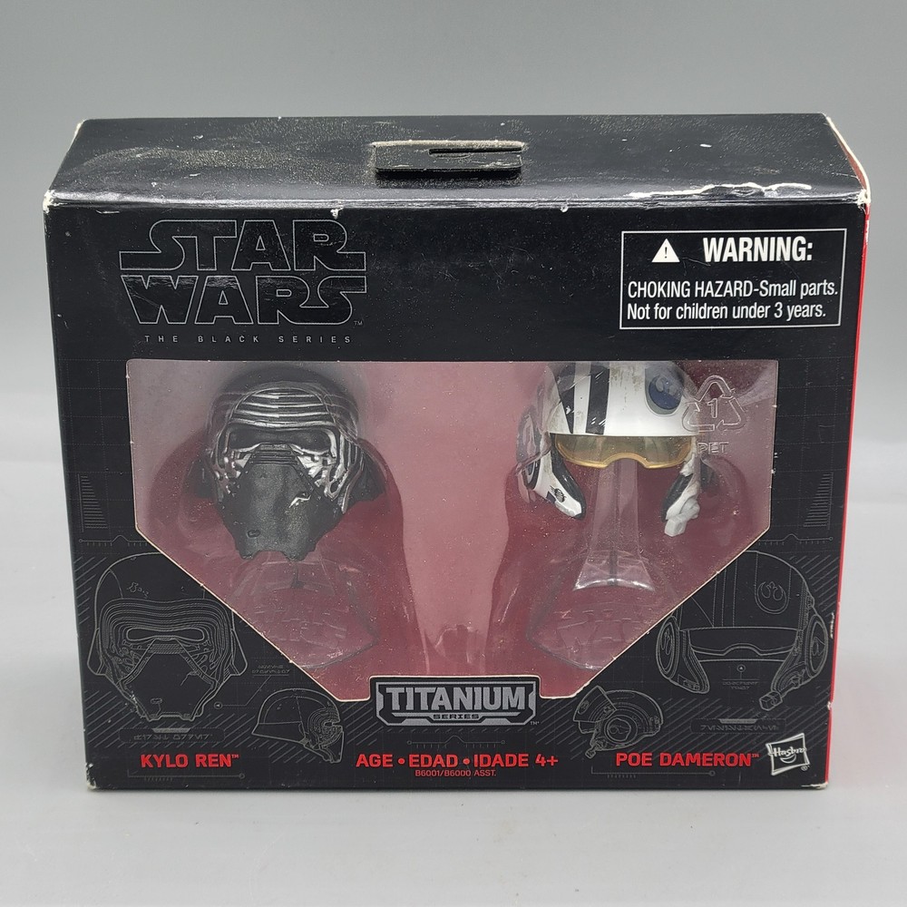 Star Wars The Black Series Titanium Series Kylo Ren Poe Dameron Helmet Set