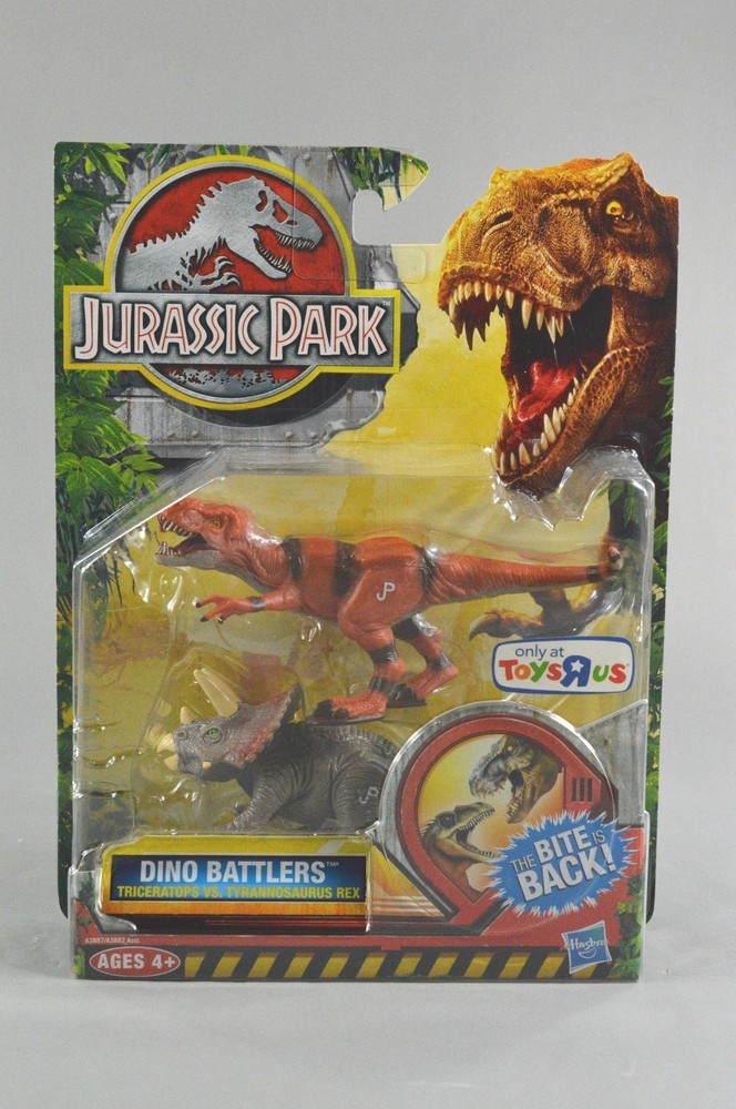 Jurassic Park 2009 Dino Battlers Triceratops VS Tyrannosaurus Rex T-Rex 2 Pack
