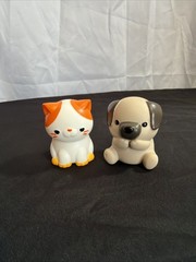 Lot of 2 Soft Plastic Pet Figures – Orange and White Cat / Brown Dog