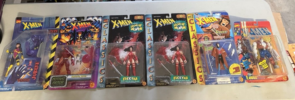Vintage Toy Biz Xmen Action Figure Lot Of 6 Figures New Cyclops Elektra Jubilee