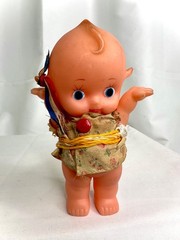 VINTAGE KEWPIE WITH DRESS COIN BANK DOLL SOFT VINYL TOY JAPAN SOFUBI