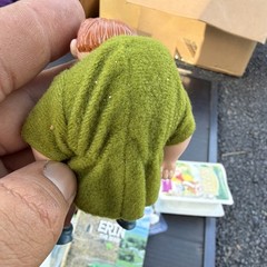 Human Action Figure Doll w/ Clothes, Green Fabric Tunic, Blue Shoes