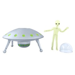 Toys Alien Glow-in-The-Dark UFO Space Ship and Bendable Action Figure Toy