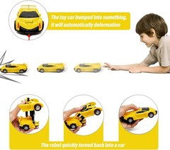Transformer Robot Cars Friction 2 in 1 Kids Toy Toddler Yellow Color SPORT Car