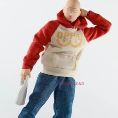 1/12 Custom Hoodie Pants Casual Clothes Set For 6” One Punch Man SAITAMA Figure