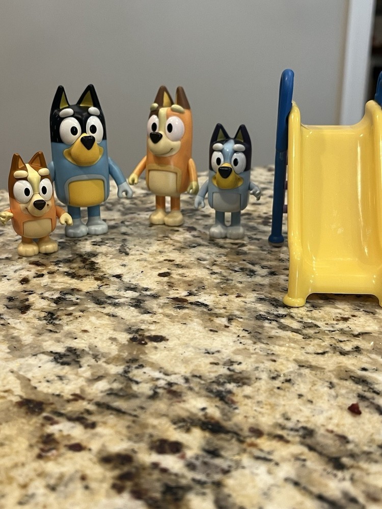 Bluey Family Figure 4-Pack, with Mum Dad Bingo Bluey, Ages 3+, Toddler Toys Kids