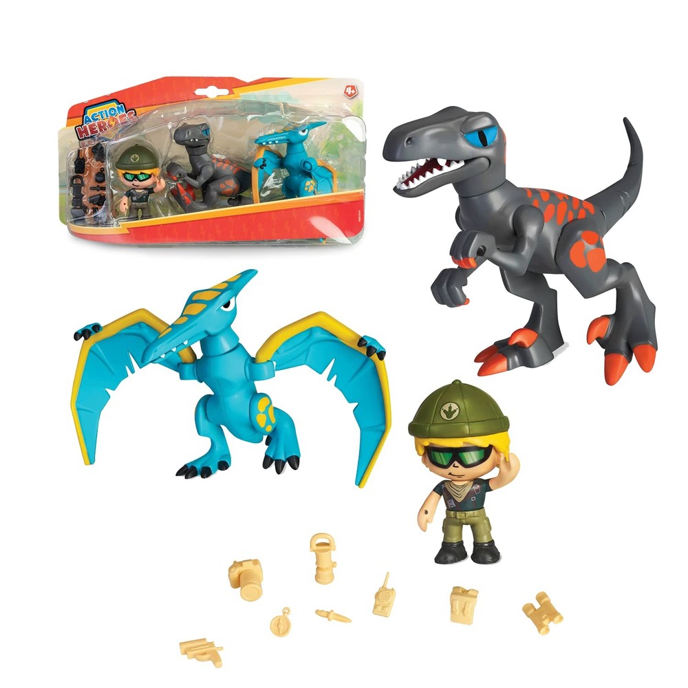 Action Heroes Dino Pack, mix and match figures, dinosaur toys for kids 4 years a