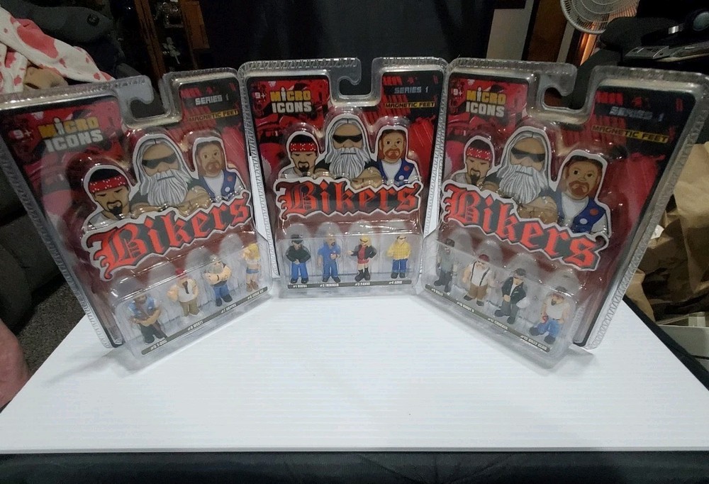 Set Of 3 Micro Icons Bikers Series 1 .All have magnetic feet 2000-2009 Original
