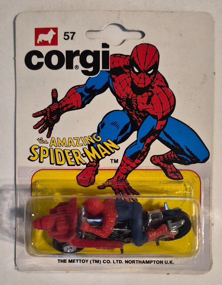The Amazing Spider-Man Spider Bike Diecast Toy (1978 Corgi Junior) #57 MOC