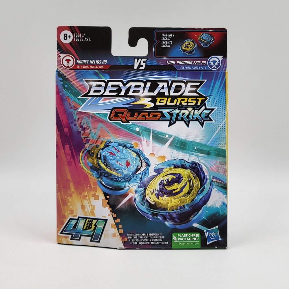 Beyblade Burst QuadStrike Homet Helios H8 and Tidal Pandora Epic P8 Spinning Top