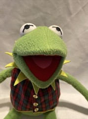 VTG. EDEN /JIM HENSON ASSOCIATES KERMIT THE FROG MUPPET PLAID VEST & BOW, 24 IN.