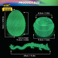 3D Printed Dragon Egg, Cool 3D Printer Articulated Crystal Dragon Toy for Boys K