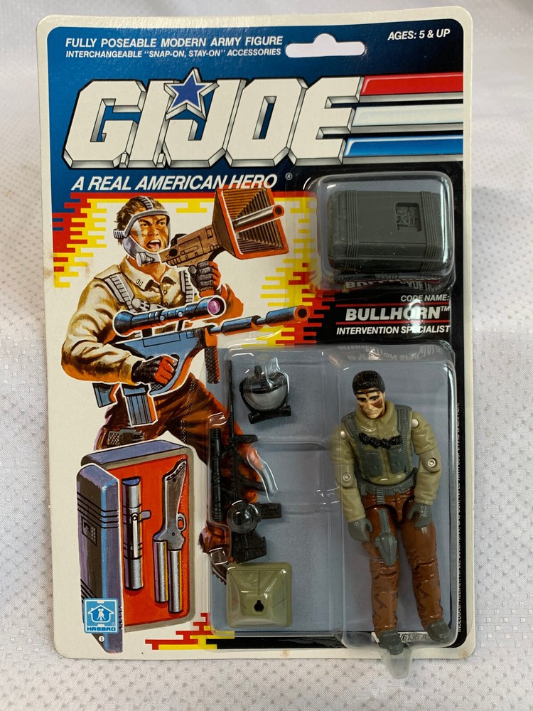 GI Joe 1989 Hasbro Inc “BULLHORN” 4″ Action Figure in Pack Poseable Toy