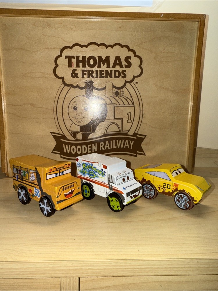 WOODEN DISNEY CARS PIXAR ! FRITTER DR DAMAGE CRUZE ! Crazy 8 Wood McQueen