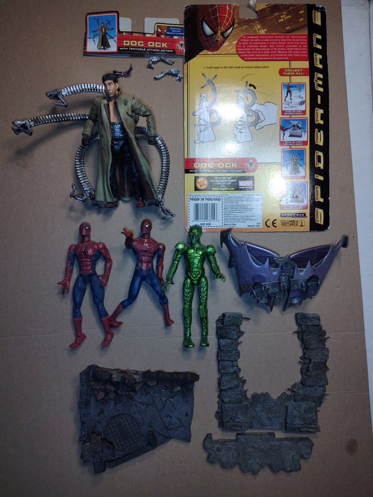 Spider-Man Movie Doc Ock Green Goblin Lost Toy Lot With Accessories Marvel Comic