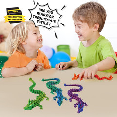 4 Pack 3D Printed Dragons 8.7”, Flexible Articulated 3D Printer Dragon Toys, An