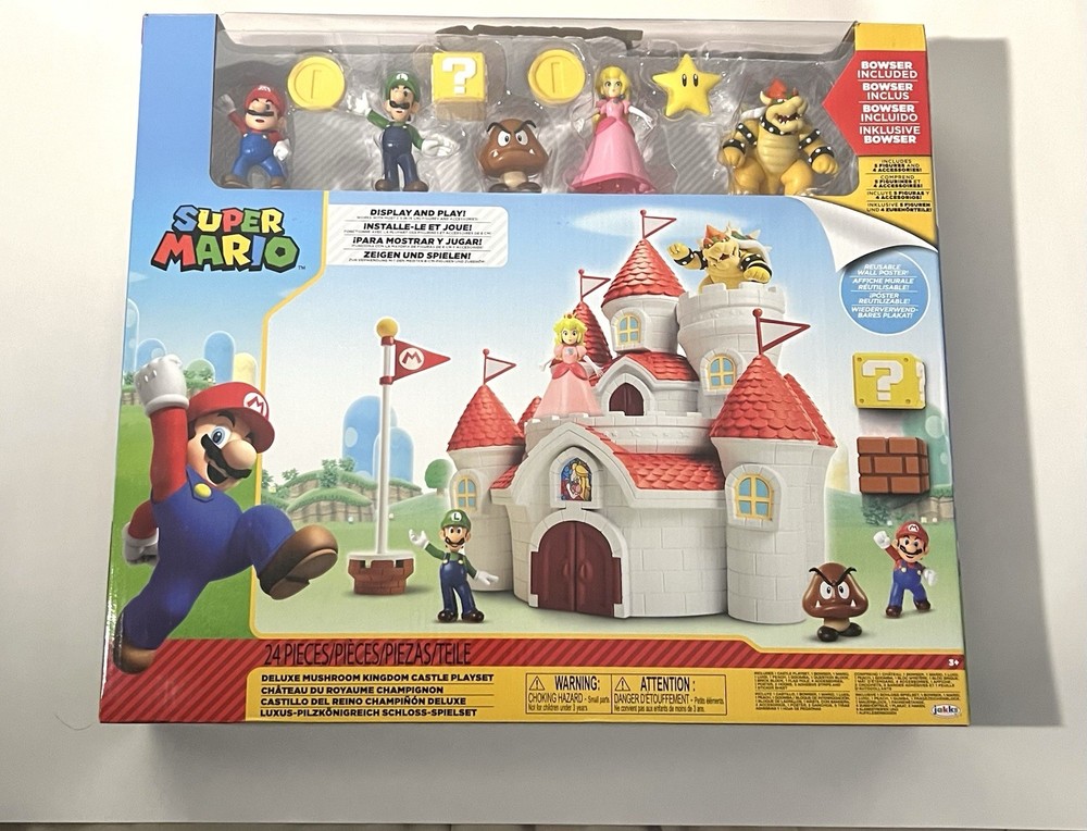 Super Mario Bros Deluxe Mushroom Kingdom Castle Playset NEW