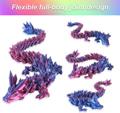 3Pcs 12In 3D Printed Crystal Dragon,3D Printed Flexible Articulated Dragon,Home