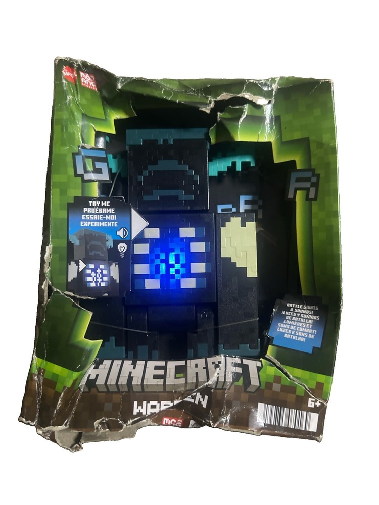 Mattel Minecraft Warden Action Figure Light Up With Sound Ages 6+ damaged box