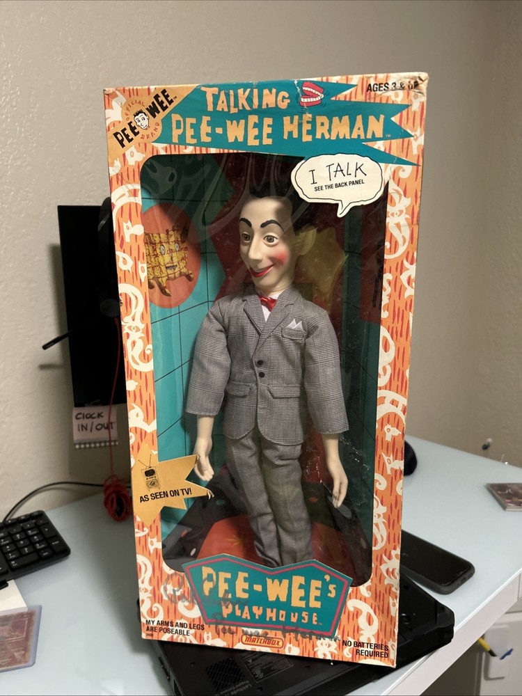 Vintage 1987 Pee-Wee Herman Talking Pull String Doll 18” Works NIB Matchbox Auto
