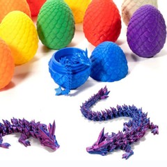 Easter Gift 3D Printed Dragon w/Egg Crystal Dragon Fidget Toys Full Articulated