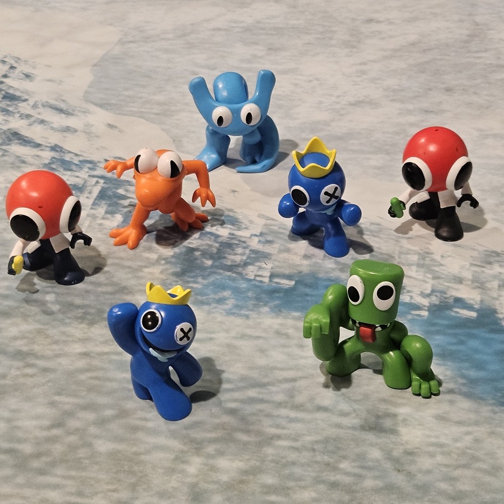 Rainbow Friends Figure Lot of 7 Blue Green Orange Cyan Red Roblox Collectibles