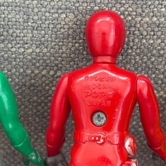 Vtg 1980 Popy Denshi Sentai Denziman Vinyl Plastic Figures Red, Yellow, Green