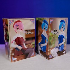 FuRyu Re:Zero Rem & Ram Book Girl Noodle Stopper Figure Set US SELLER