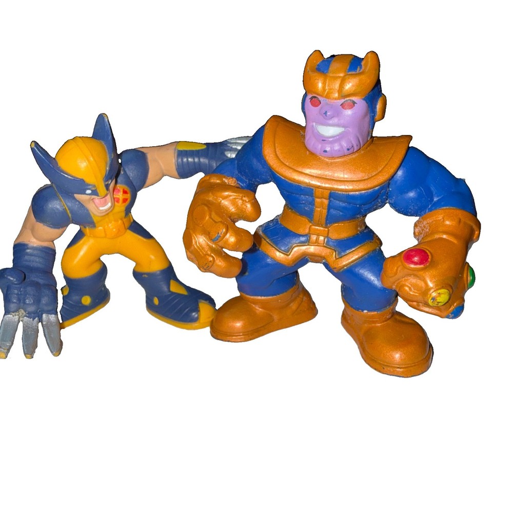 Marvel Super Hero Squad Thanos Figure 2009 Hasbro Infinity Gauntlet & Wolverine