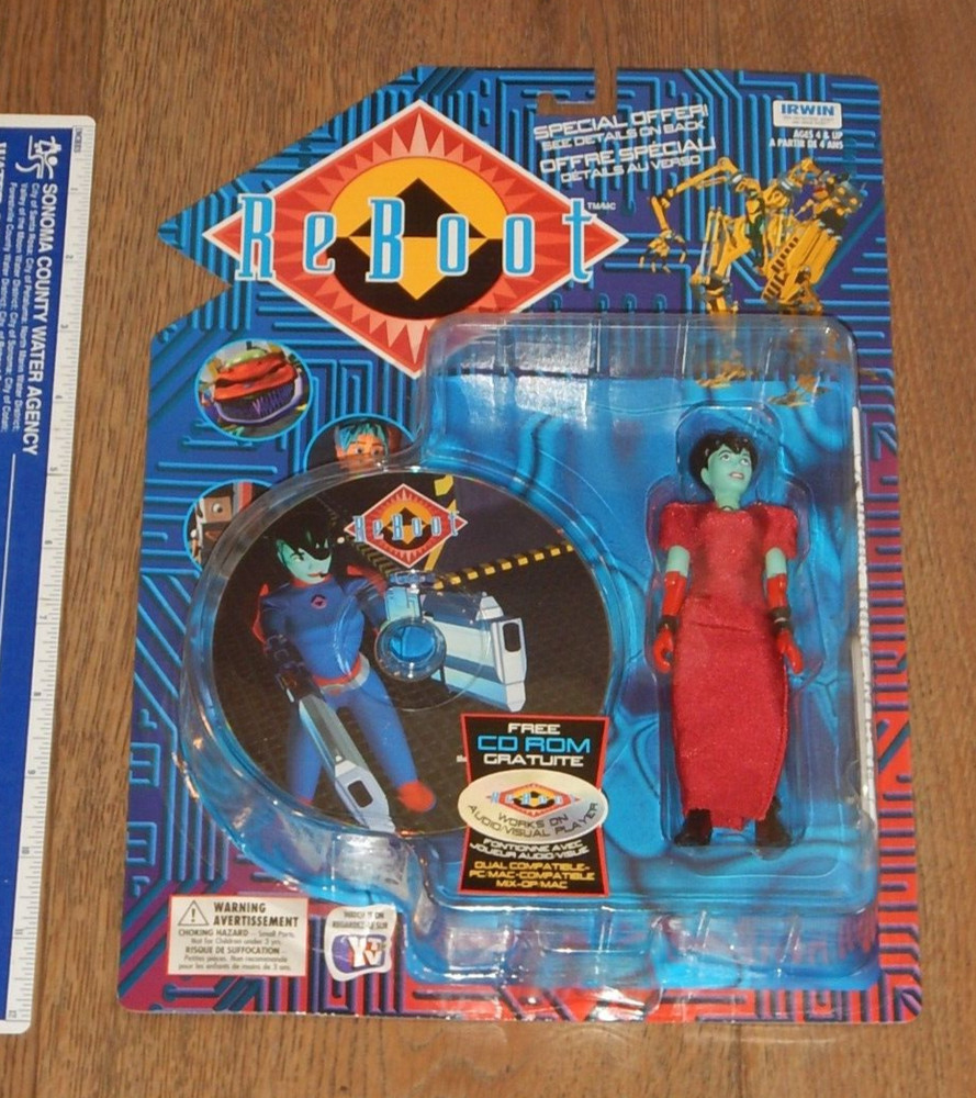 RARE 1996 IRWIN TOYS REBOOT TALENT NIGHT DOT ACTION FIGURE & CD ROM, NOS, SEALED