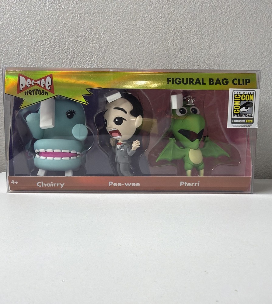 SDCC 2026 Pee-wee Herman Figural Bag Clip 3-Pack LE 200 Monogram Exclusive