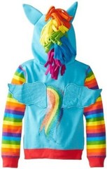 Girls Rainbow Dash Blue Zip Jacket Cotton Polyester Whimsical Design