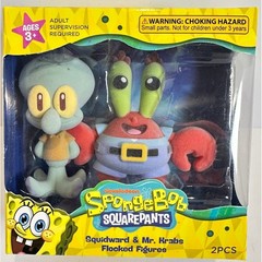 Nickelodeon SpongeBob SquarePants Squidward Mr Krabs Flocked Figures Set 02 New