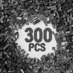 300Pcs Building Brick Bulk, White Bulk Bricks with 5 Sizes, Compatible with Lego
