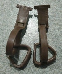 1960’s-70’s Marx Johnny West Pair of Brown Saddle Stirrups w/Straps Good Cond