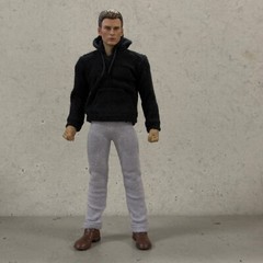 PB-PETEB-SET: 1/12 Black Hoodie & Grey Sweat Pants for 6″ slim Spiderman body