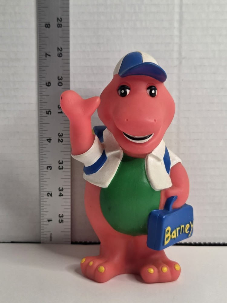 Vtg Lyons Group 7″ Barney Purple Dinosaur Coin Piggy Bank Back to School