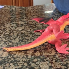 Red & Black Dragon Figure Toy, Polyester Fiber, Fantasy Theme (2016)