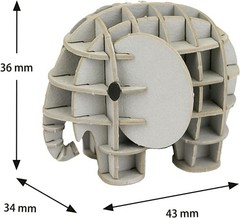 3D Paper Puzzle, Bruna Elephant, 36mm x 34mm x 43mm, 3D Art, Made in Japan