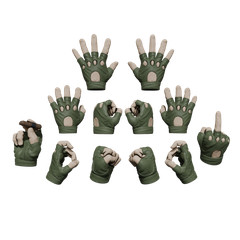 1/12 Scale Hands: Leather Gloved-Fingerless (Multiple Color Options)