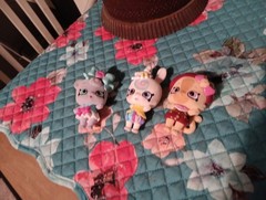 LOT OF 3 SHOPKINS SHOPPETS FLOCKED FIGURES CAT BEAR RABBIT TOYS