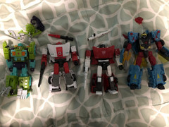 transformers cybertron hot shot, towline, red alert, sideswipe
