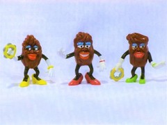 California Raisins, Red, Green & Yellow Shoes, Set of 3 Dancers, 2 1/2″ Tall